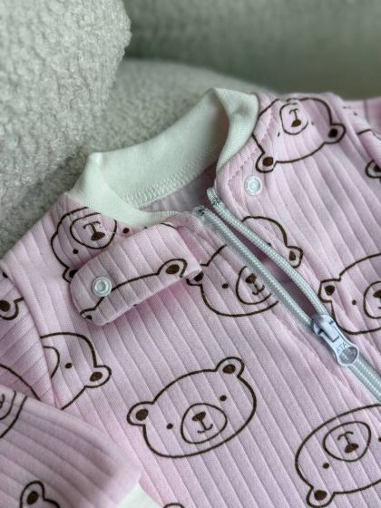 ❤ Чоловічок з блискавкою на інтерлоці "Smile". Принт - Ведмедики контурні на рожевому. Розмір - 56 (#70152014) ✓ Anna Konvert 2