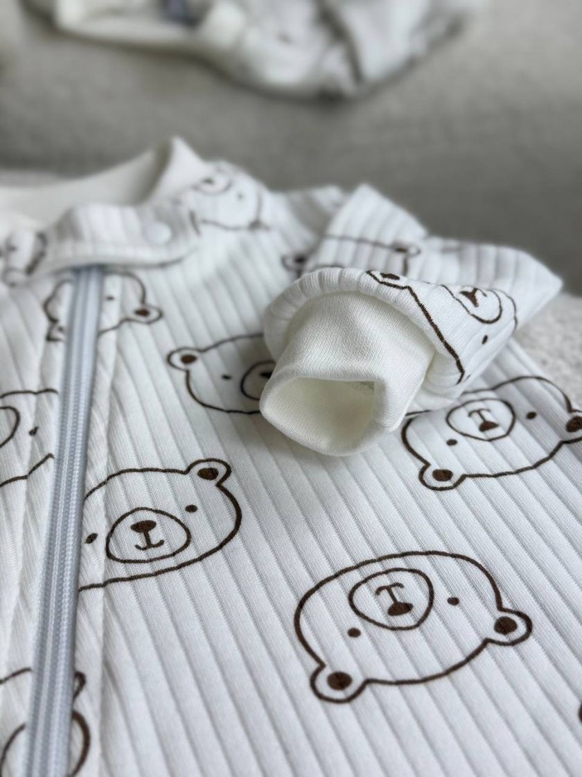 ❤ Чоловічок з блискавкою на інтерлоці "Smile". Принт - Ведмедики контурні на молочному. Розмір - 62 (#16826917) ✓ Anna Konvert