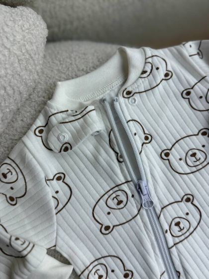 ❤ Чоловічок з блискавкою на інтерлоці "Smile". Принт - Ведмедики контурні на молочному. Розмір - 62 (#16826917) ✓ Anna Konvert 2