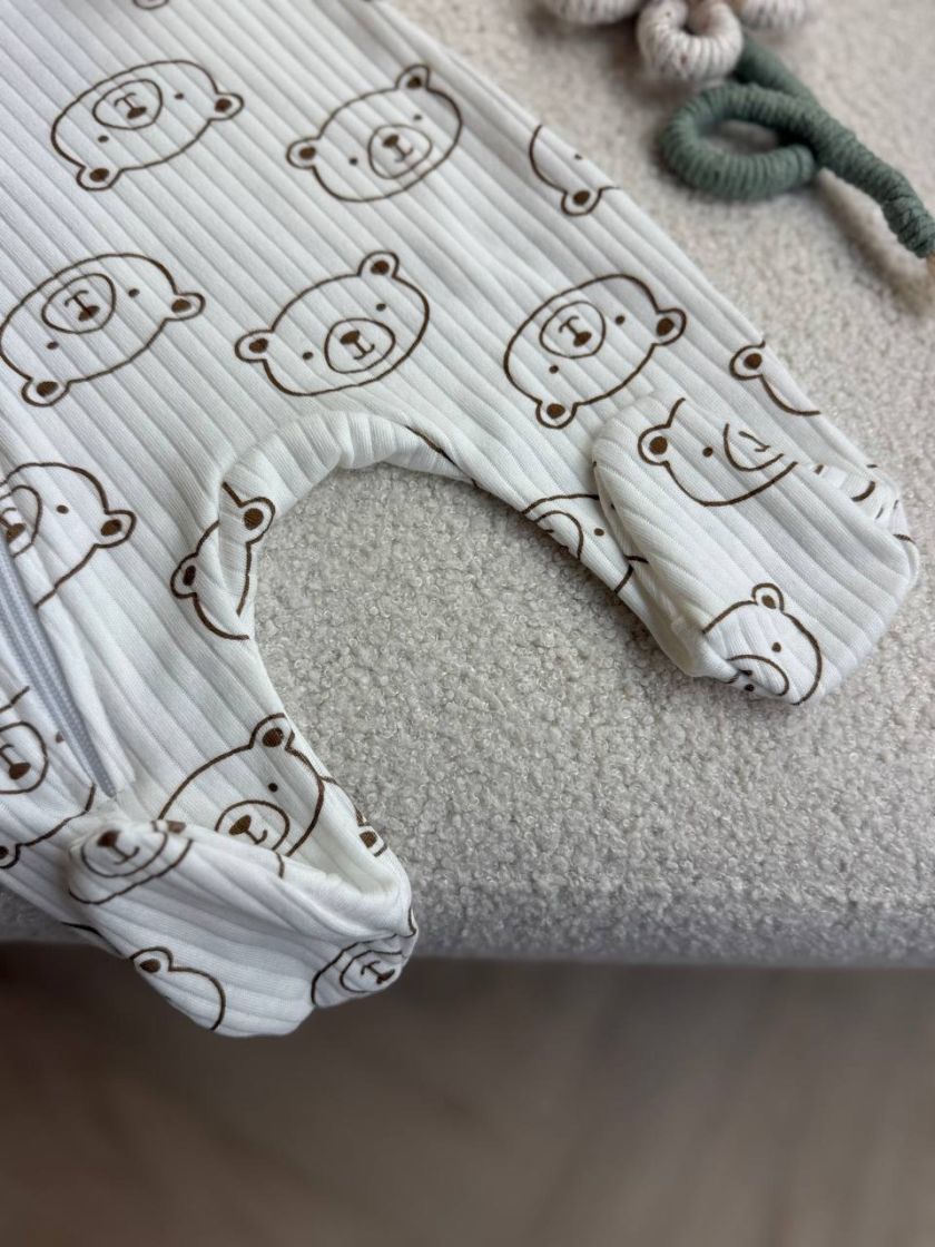 ❤ Чоловічок з блискавкою на інтерлоці "Smile". Принт - Ведмедики контурні на молочному. Розмір - 62 (#16826917) ✓ Anna Konvert