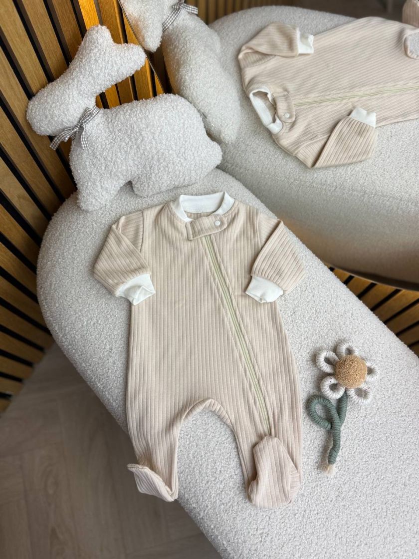 ❤ Чоловічок з блискавкою на інтерлоці "Smile". Принт - Бежевий однотон. Розмір - 56 (#44534686) ✓ Anna Konvert