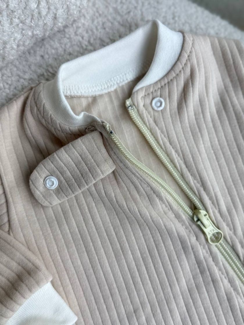 ❤ Чоловічок з блискавкою на інтерлоці "Smile". Принт - Бежевий однотон. Розмір - 56 (#44534686) ✓ Anna Konvert