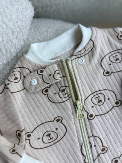 ❤ Чоловічок з блискавкою на інтерлоці "Smile". Принт - Ведмедики контурні на бежевому. Розмір - 56 (#86600211) ✓ Anna Konvert 2