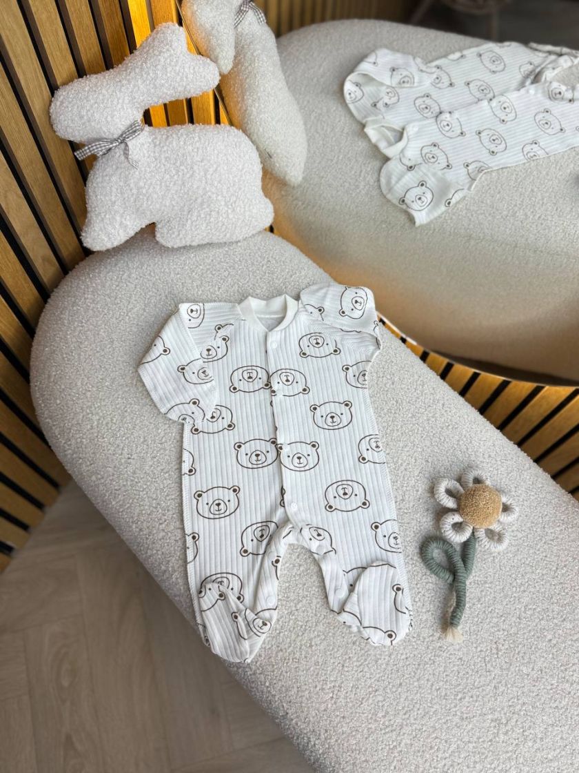 ❤ Чоловічок на інтерлоці, 50см, Smile. Принт - Ведмедики контурні на молочному (#87058141) ✓ Anna Konvert