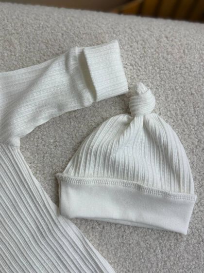 ❤ Чоловічок з рюшами та шапочкою, інтерлок, Smile. Принт - Ажур молочний. Розмір - 62 (#14106455) ✓ Anna Konvert 2