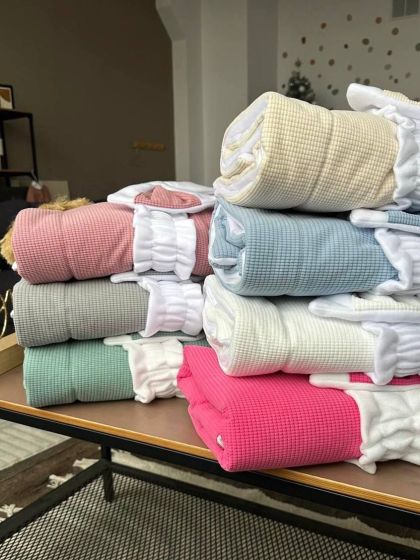 ❤ Демісезонний конверт плед на виписку, Вельвет, 80*80см. Колір - Блакитний (#71787233) ✓ Anna Konvert 2