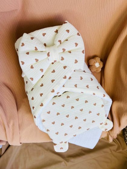 ❤ Мусліновий конверт з подушкою. Принт - Сердечка на пісочному (#45940078) ✓ Anna Konvert 2