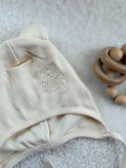 ❤ Шапочка з зав'язками, 0-3міс. Колір - Масляний. Матеріал - Інтерлок (#90510452) ✓ Anna Konvert 2