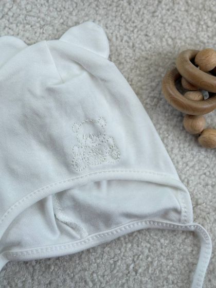 ❤ Шапочка з зав'язками, 0-3міс. Колір - Молочний. Матеріал - Інтерлок (#97170209) ✓ Anna Konvert 2