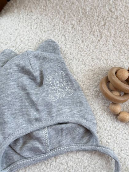 ❤ Шапочка з зав'язками, 0-3міс. Колір - Сірий меланж. Матеріал - Інтерлок (#26847326) ✓ Anna Konvert 2