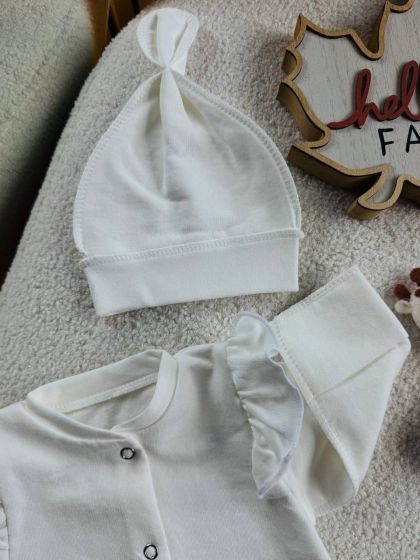 ❤ Чоловічок з шапочкою "Метелик", інтерлок, 56р. БО. Принт - Молочний з рюшами. Розмір - 56см (#19565402) ✓ Anna Konvert 2