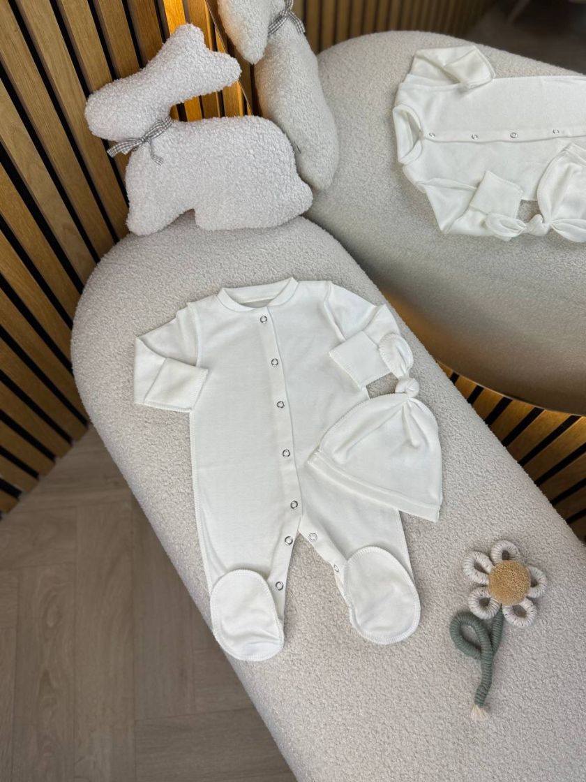 ❤ Чоловічок з шапочкою "Метелик", інтерлок, 56р. БО. Принт - Молочний однотон. Розмір - 56см (#74153012) ✓ Anna Konvert