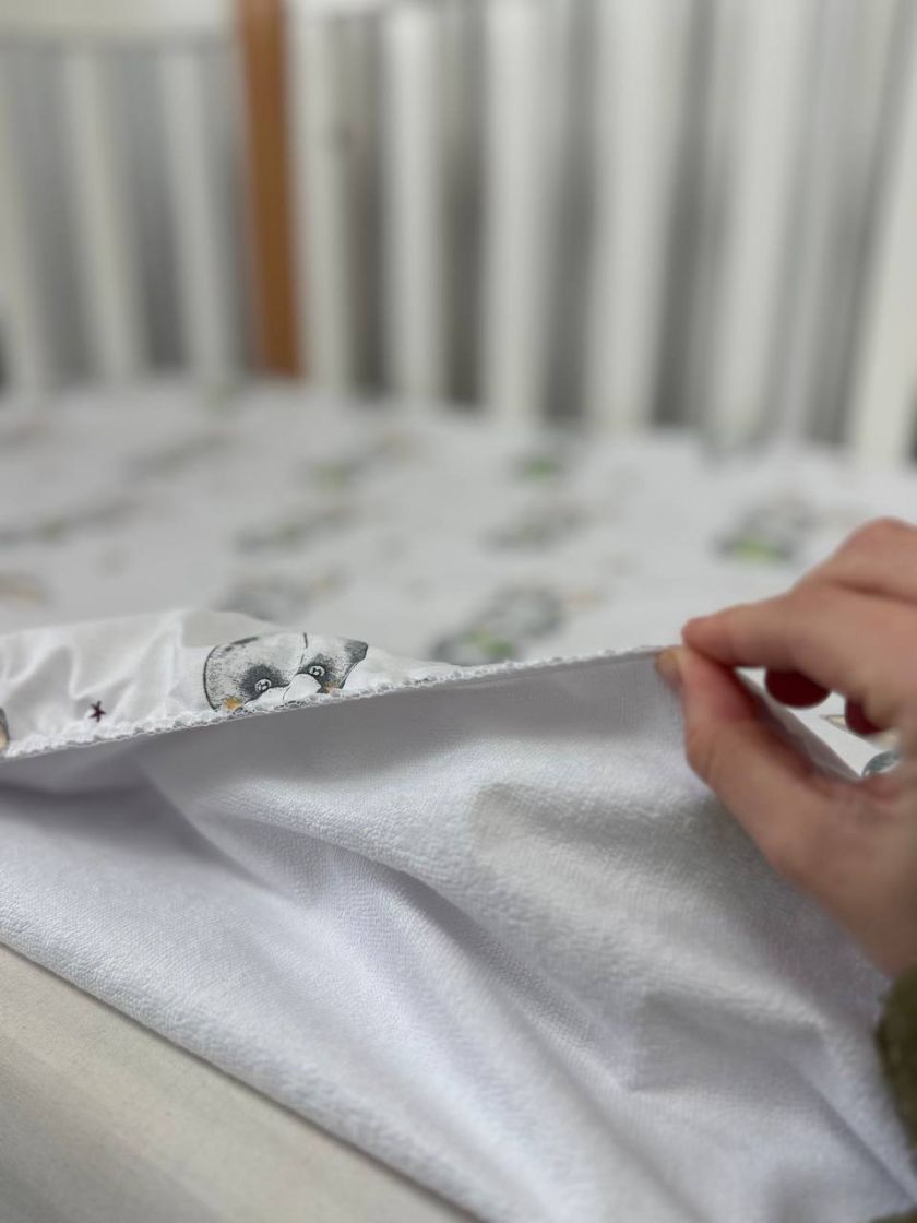 ❤ Простирадло у ліжко непромокаюче, 120/60 см. Принт - Зайці в метелику сірі (#89315211) ✓ Anna Konvert