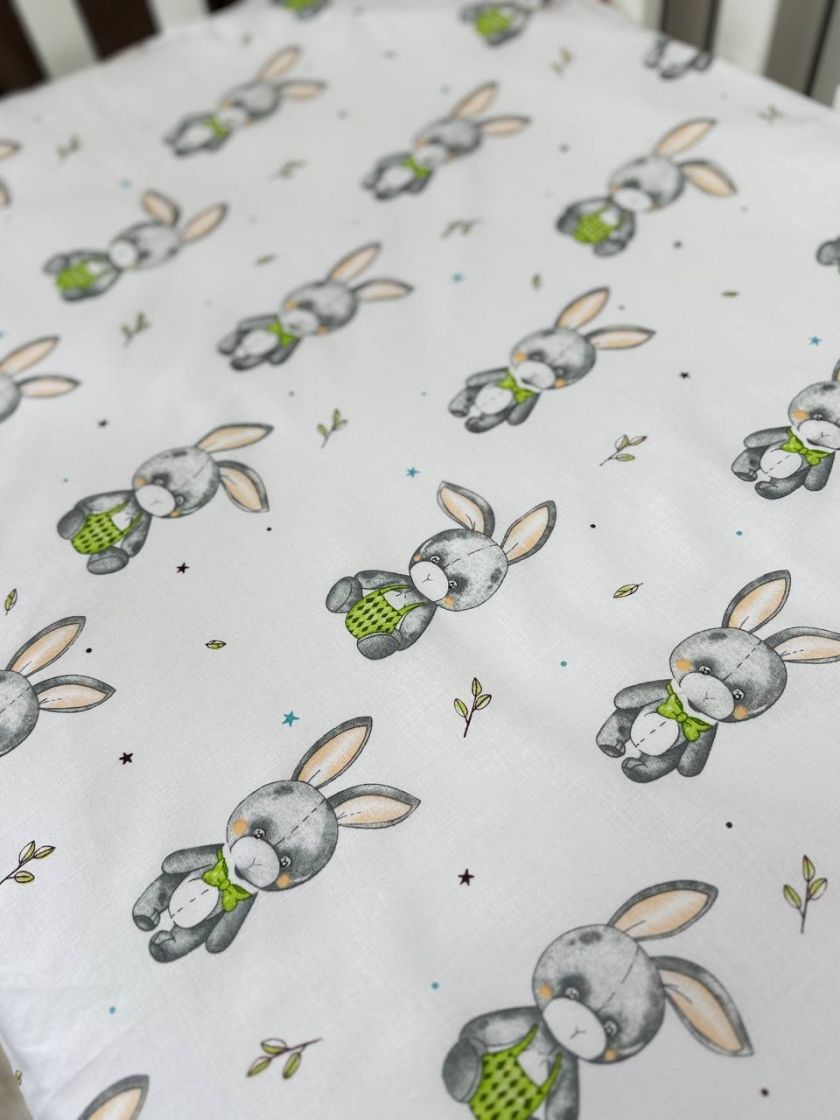 ❤ Простирадло у ліжко непромокаюче, 120/60 см. Принт - Зайці в метелику сірі (#89315211) ✓ Anna Konvert