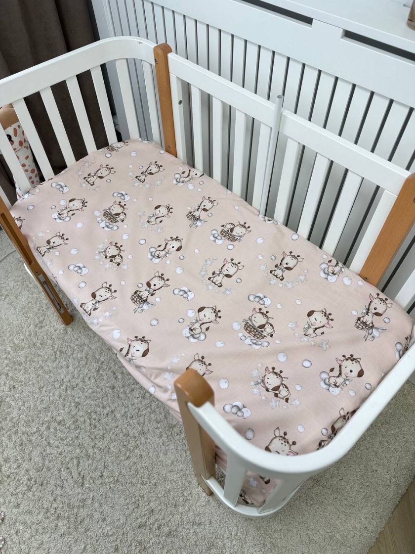 ❤ Простирадло у ліжко непромокаюче, 120/60 см. Принт - Жирафики беж (#65752290) ✓ Anna Konvert