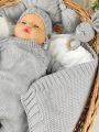 ❤ Чоловічок вʼязка на підкладці з шапочкою, 0-3 міс. Колір - Сірий. Тип - Двобортний (#56477262) ✓ Anna Konvert