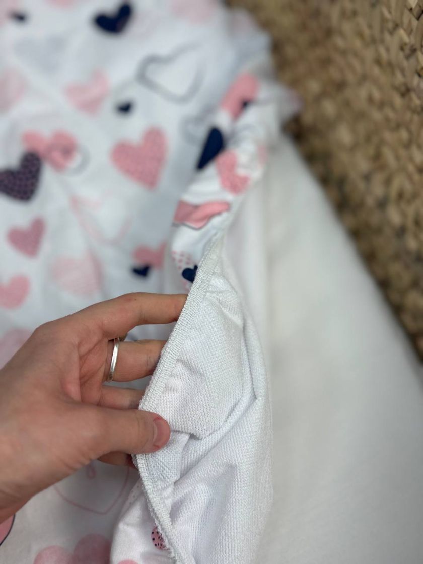 ❤ Простирадло непромакаюче у візочок на гумці. Принт - Серця рожеві контур (#10126804) ✓ Anna Konvert