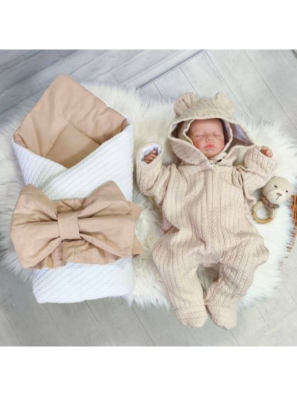 ❤ Конверт "Косичка" демісезонний. Колір - Білий з бежем (#42598112) ✓ Anna Konvert 2