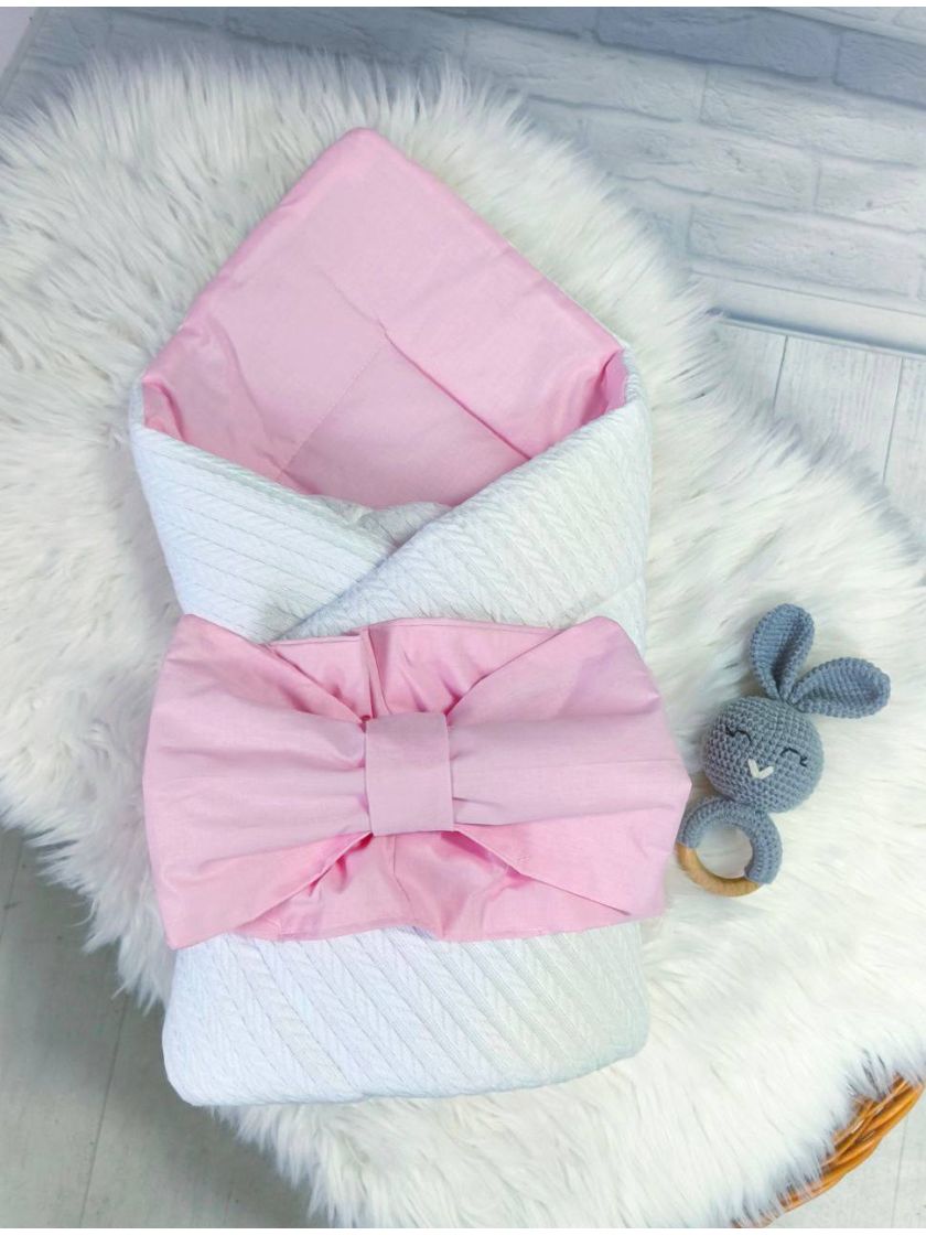 ❤ Конверт "Косичка" демісезонний. Колір - Білий з рожевим (#61046656) ✓ Anna Konvert