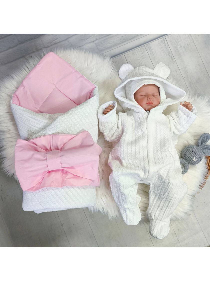 ❤ Конверт "Косичка" демісезонний. Колір - Білий з рожевим (#61046656) ✓ Anna Konvert