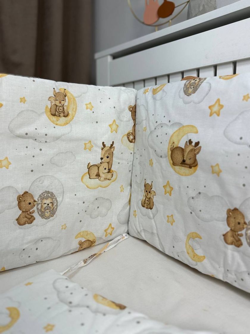 ❤ Бортики-суцільні на 4 боки ліжка, на завʼязках. Принт - Ведмеді мама та малюк (#97511296) ✓ Anna Konvert