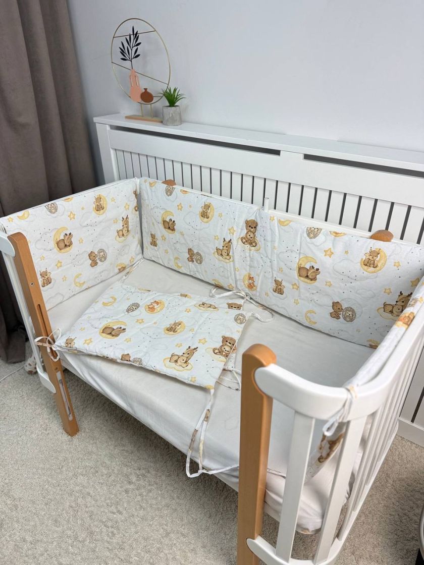 ❤ Бортики-суцільні на 4 боки ліжка, на завʼязках. Принт - Ведмеді мама та малюк (#97511296) ✓ Anna Konvert