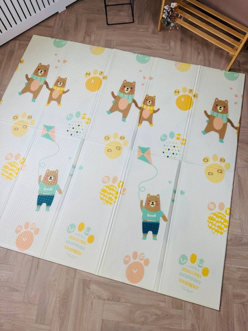 ❤ Килимок ігровий (ТЕРМО) 2-х сторонній EVA 180х120х0.8см, в сумці. Принт - Синя пташка/ведмедики (#36757602) ✓ Anna Konvert