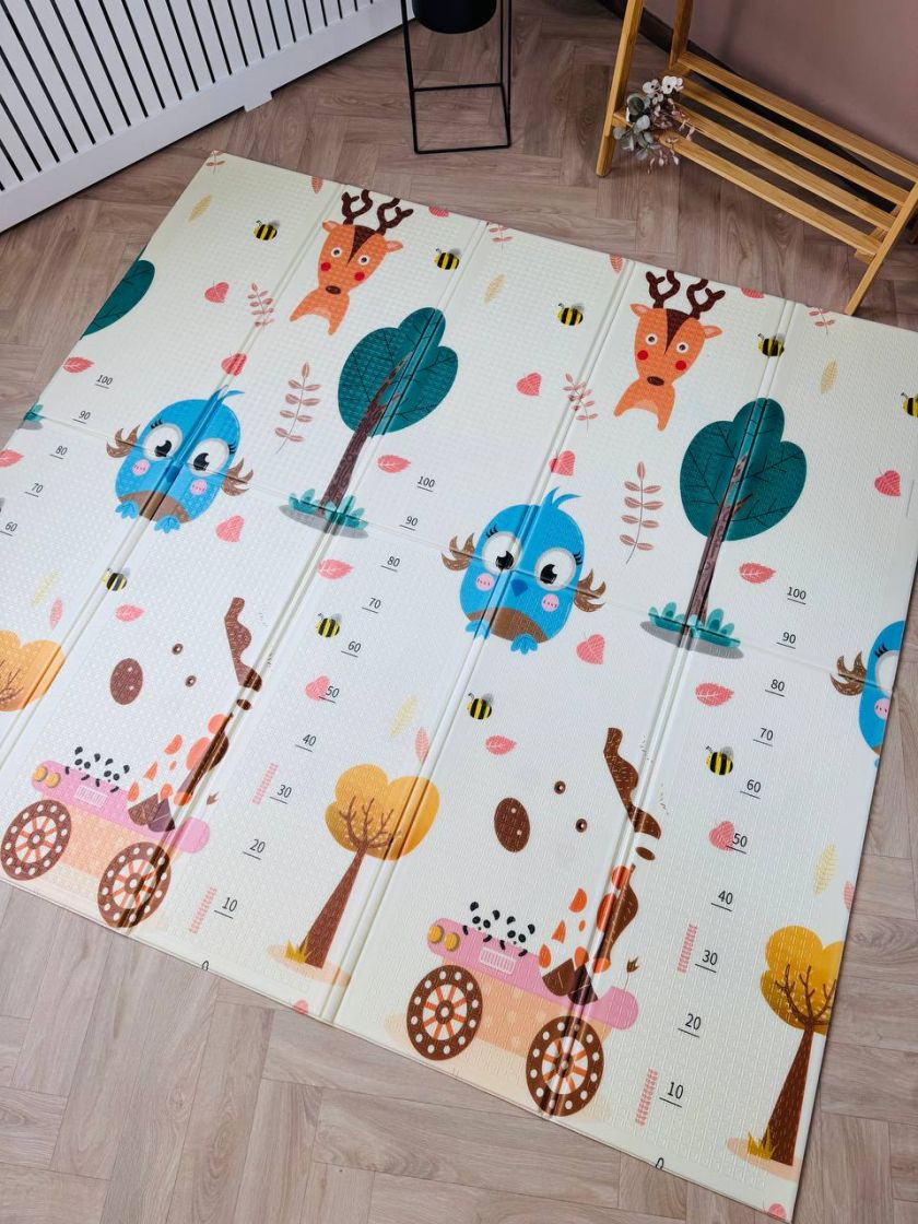 ❤ Килимок ігровий (ТЕРМО) 2-х сторонній EVA 180х120х0.8см, в сумці. Принт - Синя пташка/ведмедики (#36757602) ✓ Anna Konvert