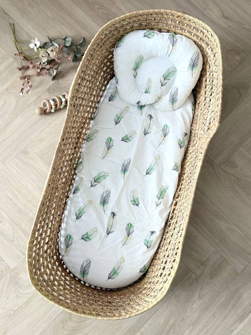 ❤ Простирадло непромакаюче у візочок та подушка. Принт - Пір'я зелені (#10387465) ✓ Anna Konvert