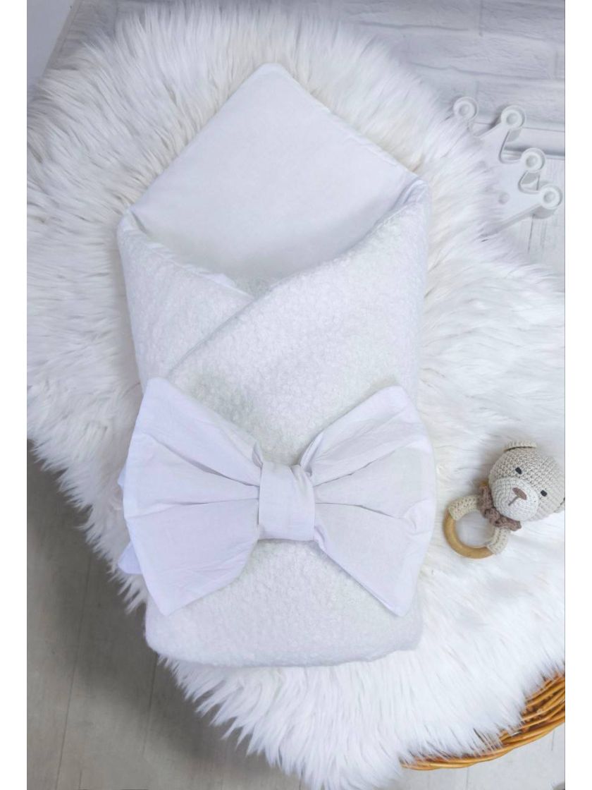 ❤ Демісезонний конверт плед Тедді, 80*80см. Колір - Білий (#0186) ✓ Anna Konvert