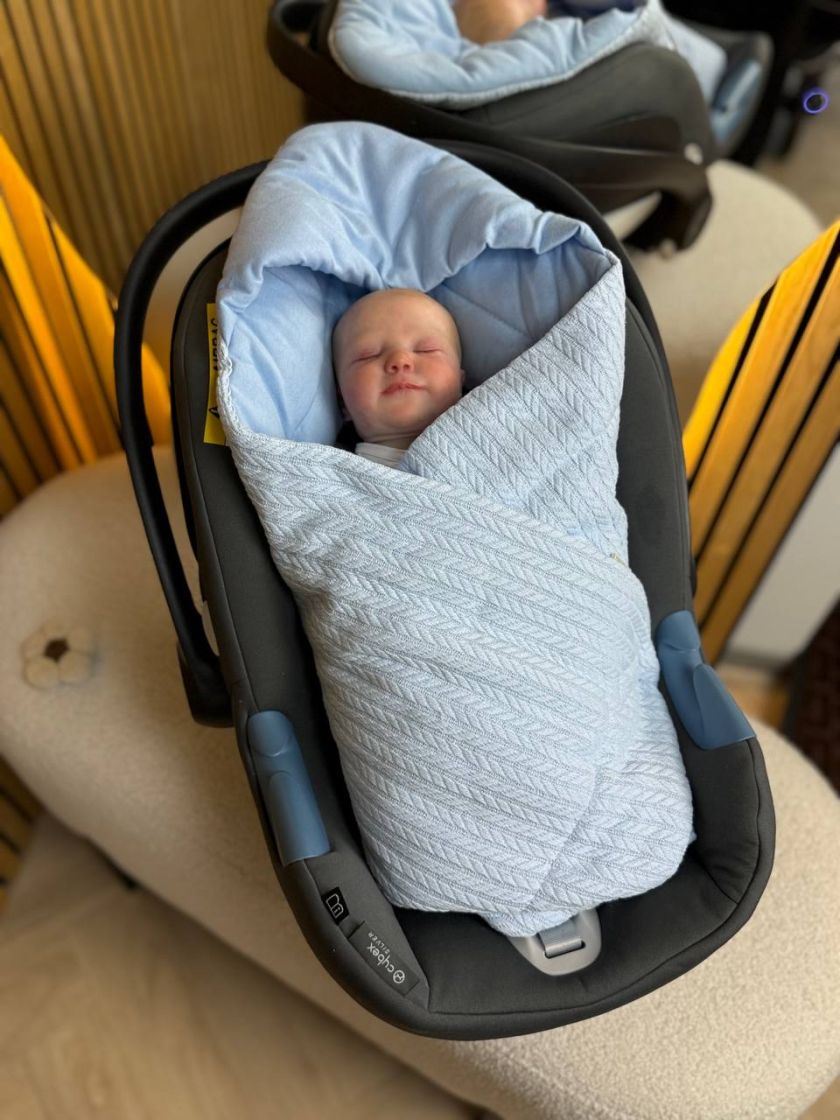 ❤ Конверт-плед на виписку у автокрісло, косичка 80*80. Колір - Блакитний (#27692849) ✓ Anna Konvert