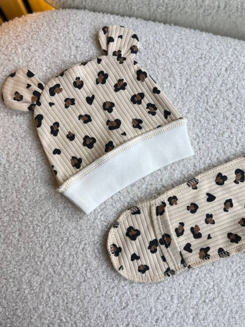 ❤ Комплект 3ка з сорочкою інтерлок, БО. Принт - Лео на бежевому. Розмір - 56 (#63189973) ✓ Anna Konvert