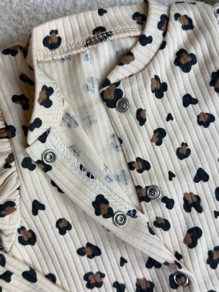 ❤ Комплект 3ка з боді та солошкою рубчик, Бо. Принт - Лео на бежевому. Розмір - 56 (#81694497) ✓ Anna Konvert