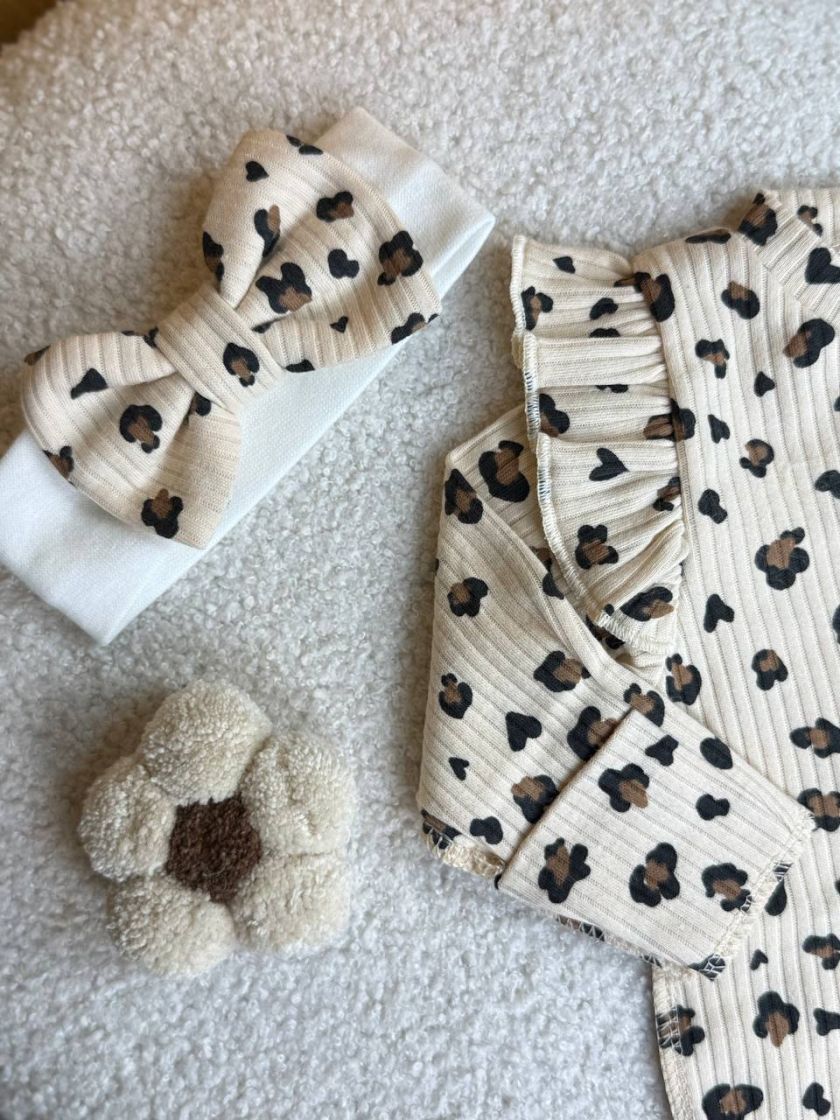 ❤ Комплект 3ка з боді та солошкою рубчик, Бо. Принт - Лео на бежевому. Розмір - 56 (#81694497) ✓ Anna Konvert