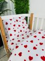 ❤ Змінна дитяча постіль, 110 см на 140 см. Принт - Серця великі червоні на білому (#53905336) ✓ Anna Konvert