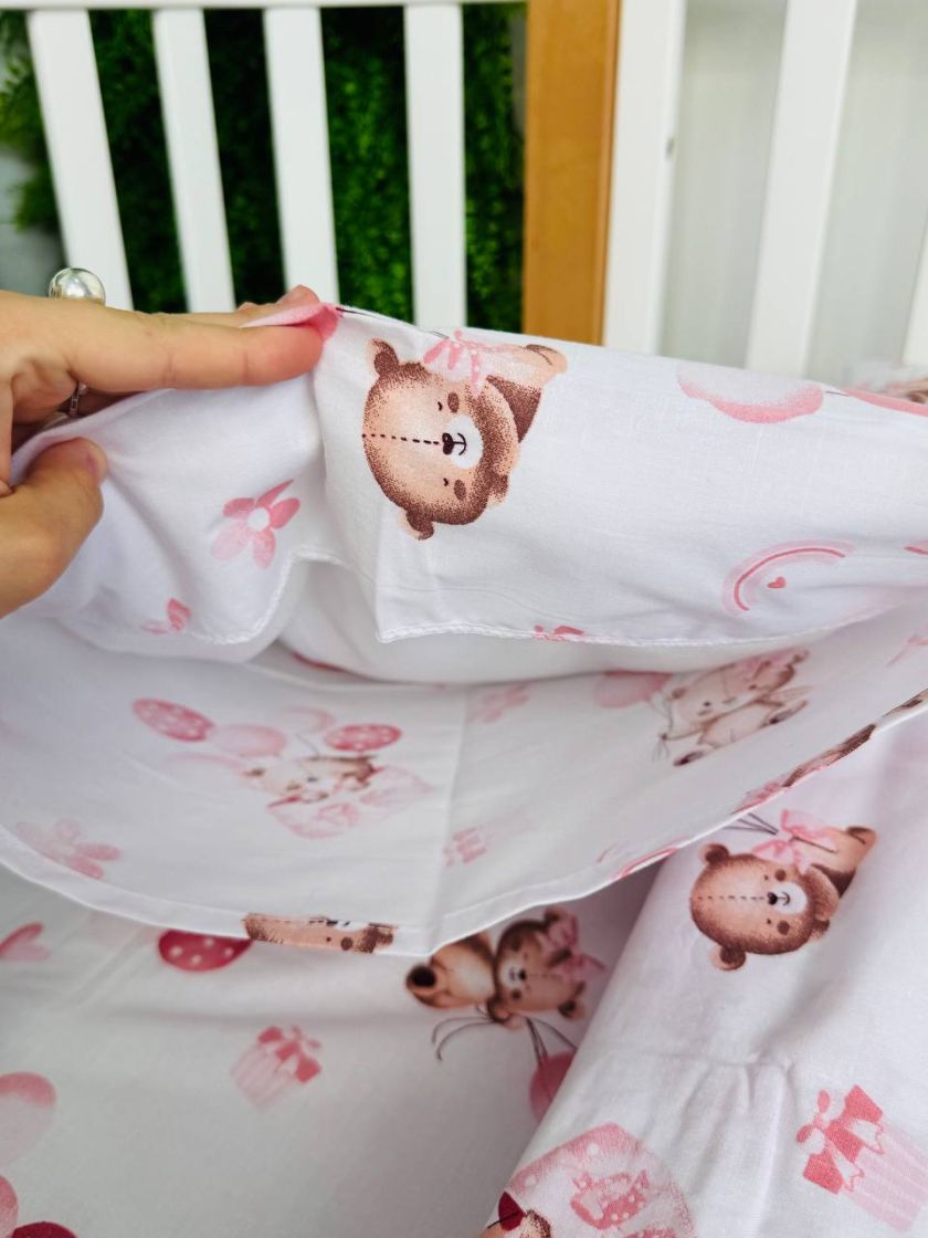 ❤ Змінна дитяча постіль, 110 см на 140 см. Принт - Ведмежа дівчинка з рожевими кульками (#57735292) ✓ Anna Konvert