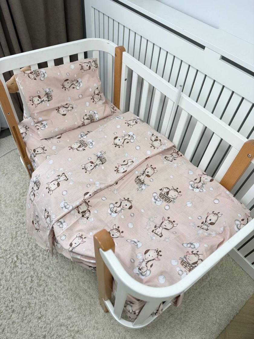 ❤ Змінна дитяча постіль, 110 см на 140 см. Принт - Жираф на бежевому (#98439429) ✓ Anna Konvert