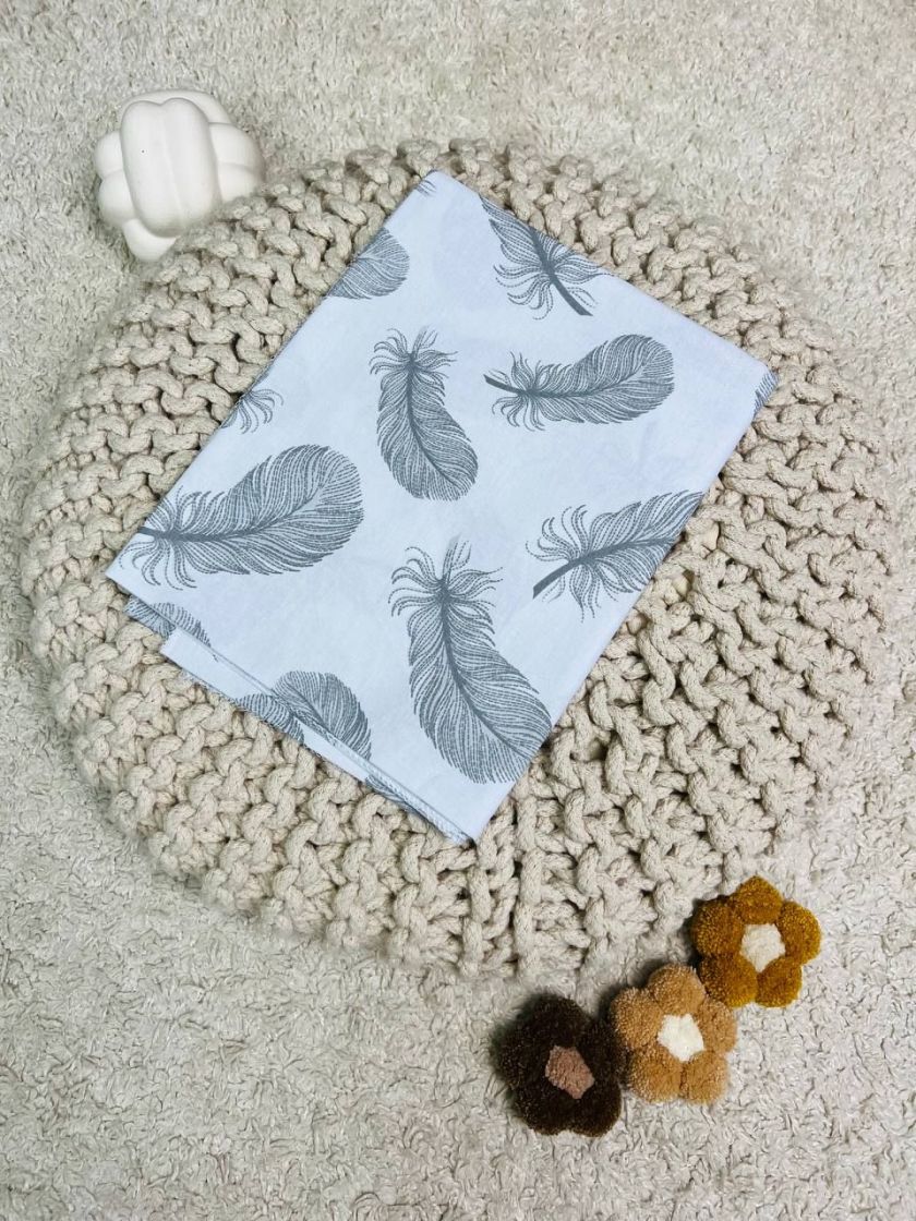 ❤ Пелюшки бавовняні. Принт - Пір'я сірі на білому (#12493063) ✓ Anna Konvert