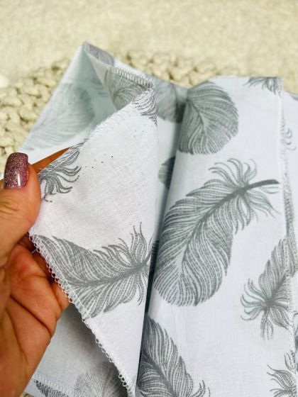 ❤ Пелюшки бавовняні. Принт - Пір'я сірі на білому (#12493063) ✓ Anna Konvert 2