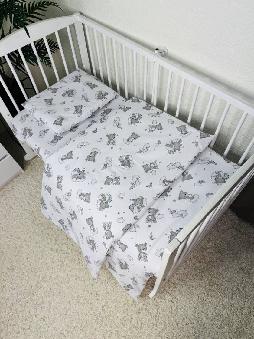 ❤ Змінна дитяча постіль, 110 см на 140 см. Принт - Ведмедикі сплячі, невзрачні сірі (#56407811) ✓ Anna Konvert