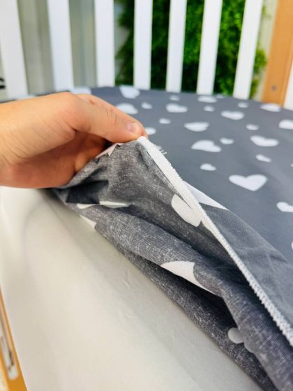 ❤ Простирадло у ліжко, бавовняне 120х60. Принт - Серця великі білі на сірому (#6239427) ✓ Anna Konvert 2