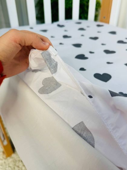 ❤ Простирадло у ліжко, бавовняне 120х60. Принт - Серця великі сірі на білому (#79151175) ✓ Anna Konvert 2