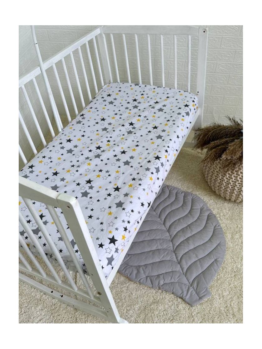 ❤ Простирадло у ліжко, бавовняне 120х60. Принт - Зірки різні з жовтим (#28645701) ✓ Anna Konvert