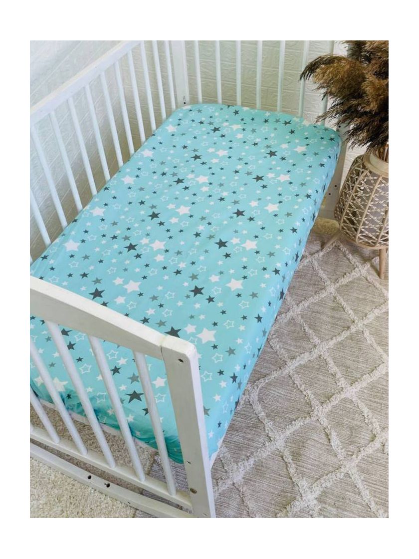 ❤ Простирадло у ліжко, бавовняне 120х60. Принт - Зірки сірі на зеленому (#36401583) ✓ Anna Konvert