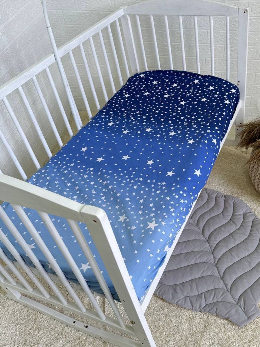 ❤ Простирадло у ліжко, бавовняне 120х60. Принт - Зірки маленькі на синьому (#65525406) ✓ Anna Konvert