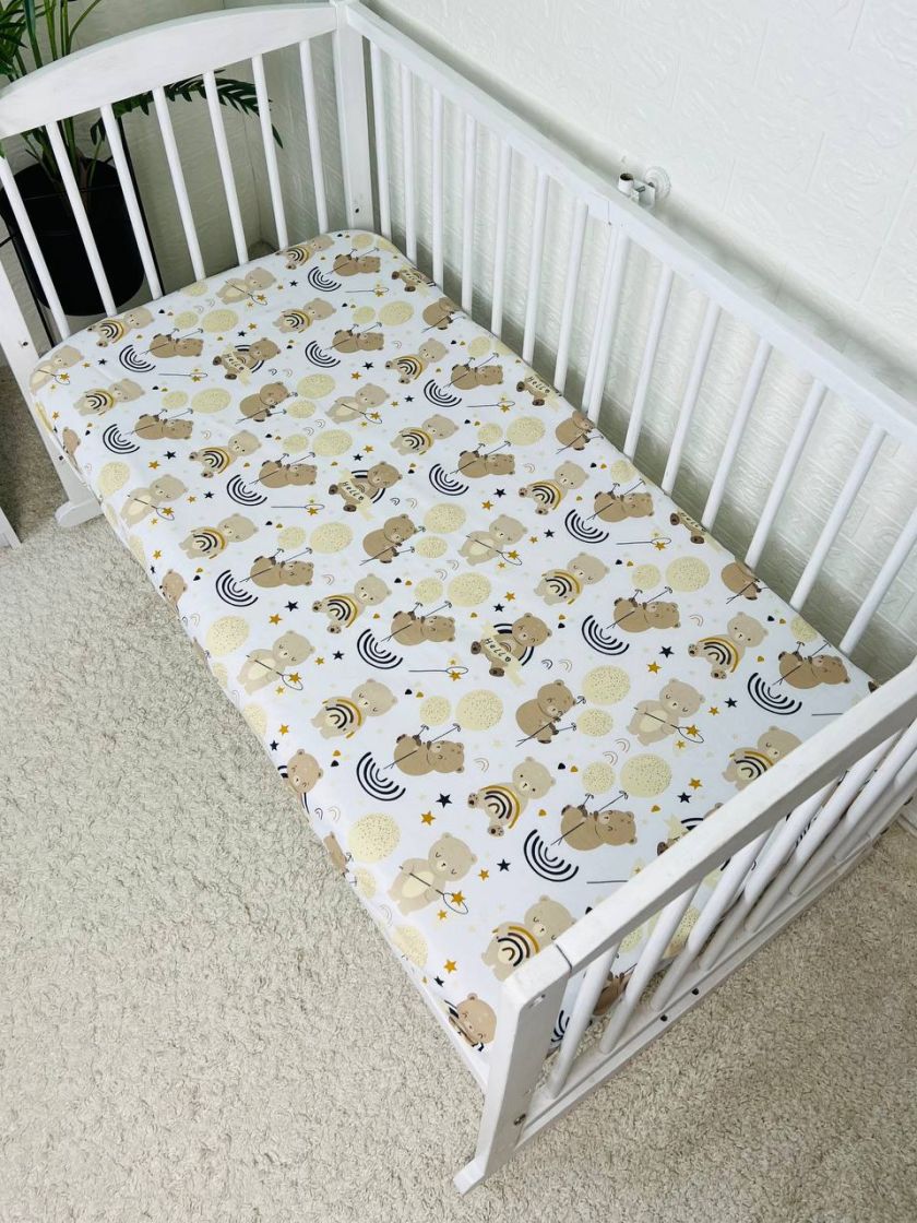 ❤ Простирадло у ліжко, бавовняне 120х60. Принт - Ведмідь з веселками (#27279105) ✓ Anna Konvert