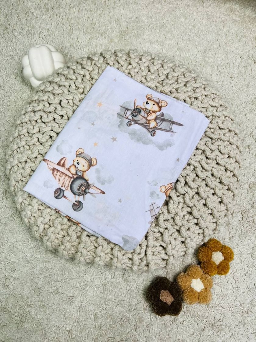 ❤ Пелюшки бавовняні. Принт - Ведмідь на літаку, сірий (#15579249) ✓ Anna Konvert