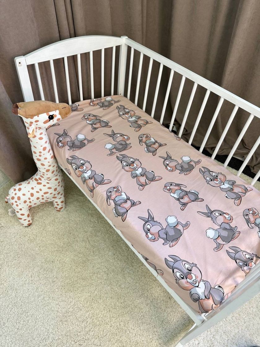 ❤ Простирадло у ліжко, бавовняне 120х60. Принт - Заєць великий капучіно (#1151852) ✓ Anna Konvert