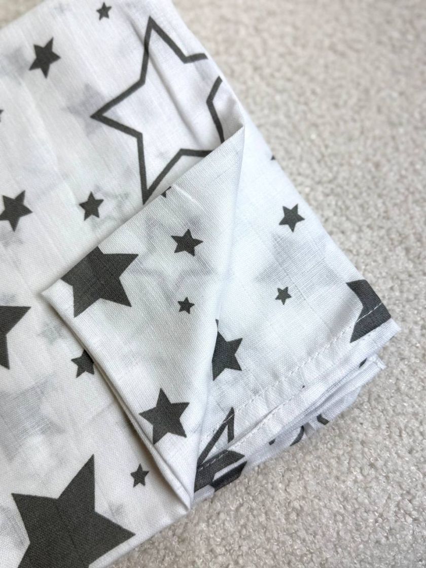 ❤ Пелюшки муслінові двошарові. Принт - Зірки різні на білому (#72379131) ✓ Anna Konvert