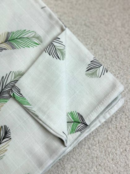 ❤ Пелюшки муслінові двошарові. Принт - Пір'я зелені (#8002059) ✓ Anna Konvert 2